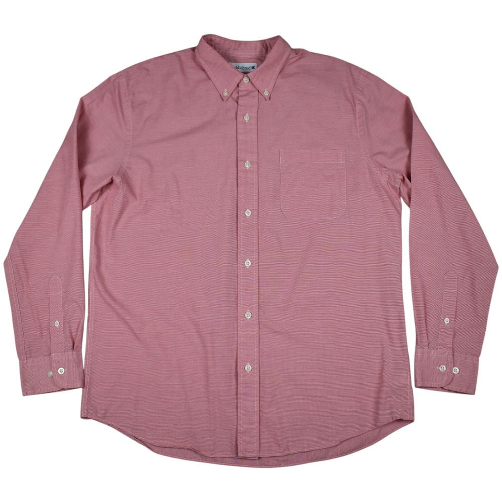 Saddlebred Button Up Shirt Men's Large Classic Fit Long Sleeve Light Red Casual